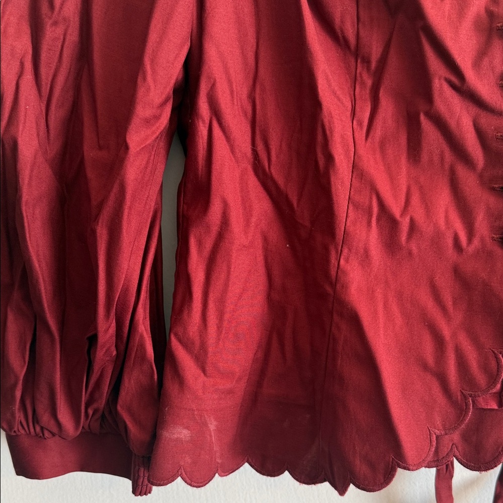 Reformation Size 8 Elianna Puff Shoulder Top in Chianti Button Front Enclosure - Picture 10 of 16